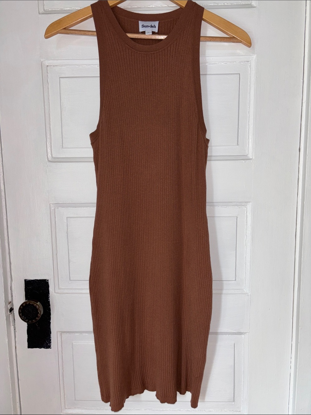 ARITZIA SUN-DEH RIBBED KNIT RACERBACK MIDI DRESS